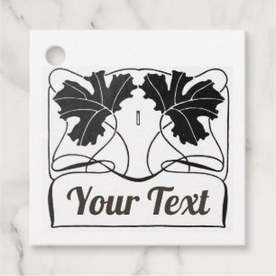 Handmade Product Vintage Art nouveau plant Square Favor Tags