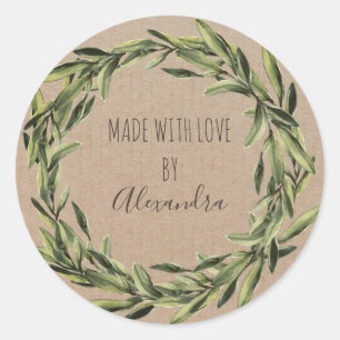 Handmade Product Vintage Branch Trendy Kraft Paper Classic Round Sticker