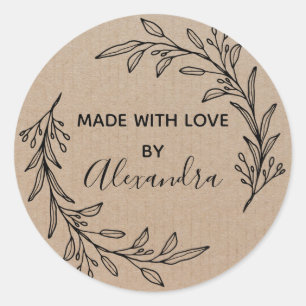 Handmade Product Vintage Branch Trendy Kraft Paper Classic Round Sticker