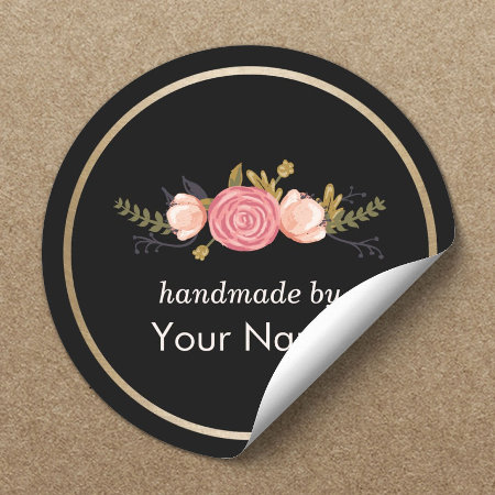 Handmade Product Vintage Floral Deco Business Classic Round Sticker