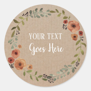 Handmade Product Vintage Floral Wreath Craft Classic Round Sticker