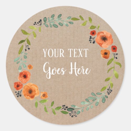 Handmade Product Vintage Floral Wreath Craft Classic Round Sticker