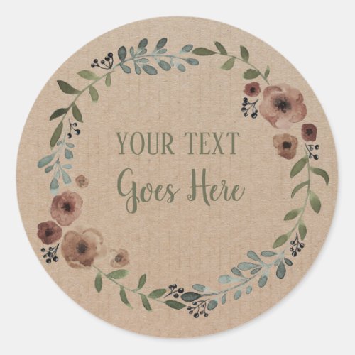 Handmade Product Vintage Floral Wreath Craft Classic Round Sticker