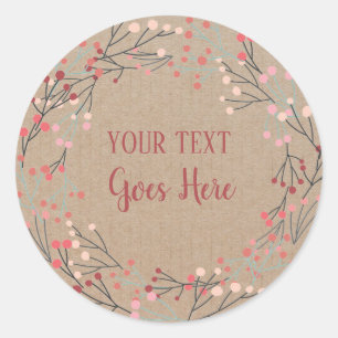 Handmade Product Vintage Floral Wreath Craft Pink Classic Round Sticker