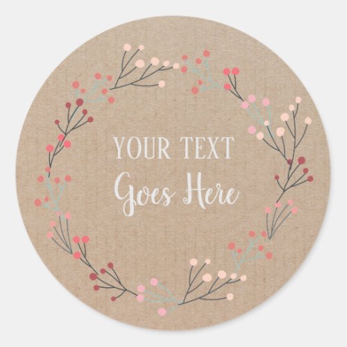 Handmade Product Vintage Floral Wreath Craft Pink Classic Round Sticker