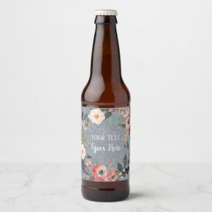 Handmade Product Vintage Floral Wreath Glitter Beer Bottle Label