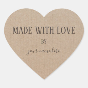 Handmade Product Vintage Simple Trendy Kraft Paper Heart Sticker