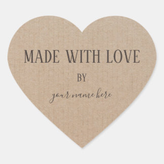 Handmade Product Vintage Simple Trendy Kraft Paper Heart Sticker
