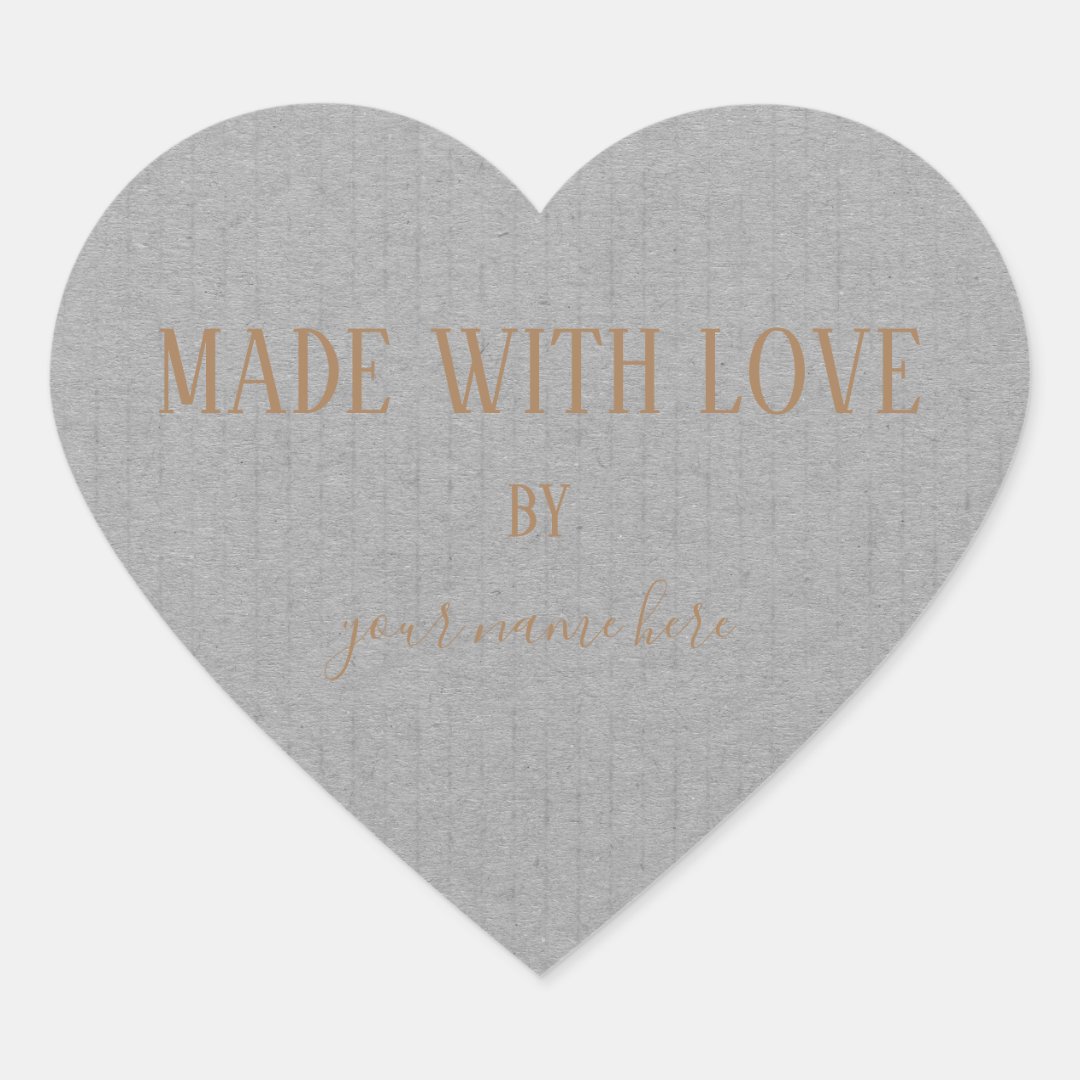 Handmade Product Vintage Simple Trendy Kraft Paper Heart Sticker Zazzle