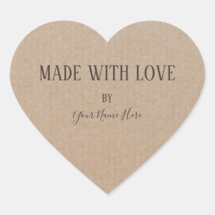 Handmade Product Vintage Simple Trendy Kraft Paper Heart Sticker
