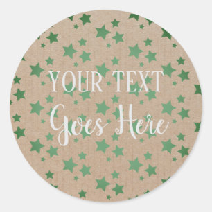 Handmade Product Vintage Stars Craft Ombre Green Classic Round Sticker