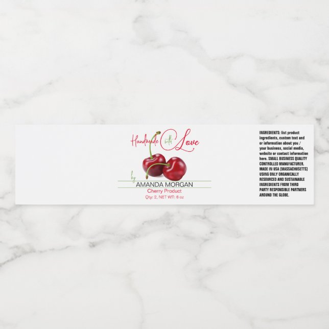 Handmade Product Wrap Around Label Cherry (Single Label)