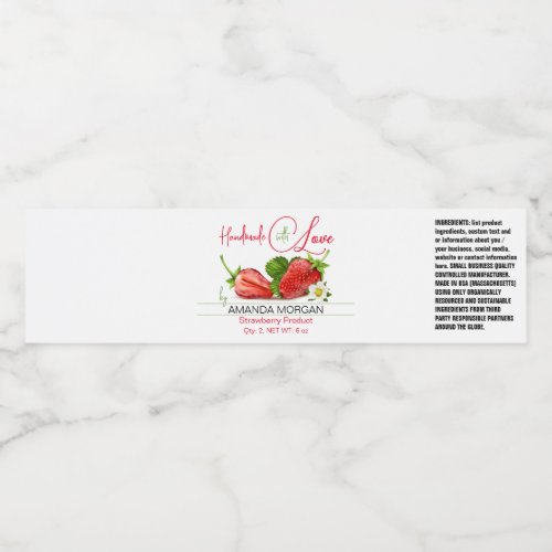 Handmade Product Wrap Around Label Strawberry