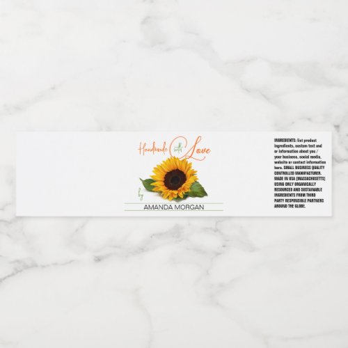 Handmade Product Wrap Around Label Sunflower
