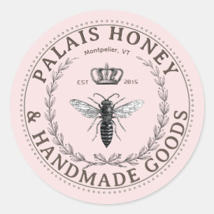 Handmade Products Apiary Honey Queen Wreath Crown  Classic Round Sticker