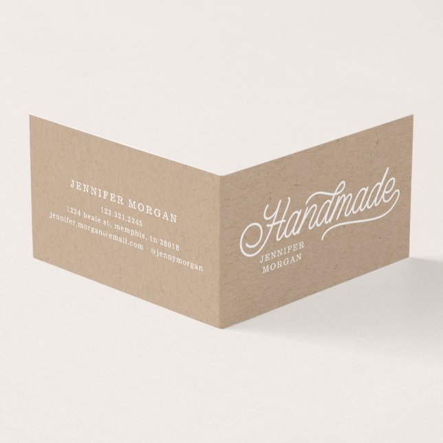 handmade products kraft folded qr code business card (Outside)