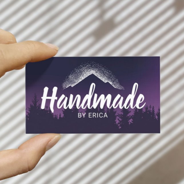 Handmade Products Mountain Logo Elegant Purple Business Card (Creator Uploaded)
