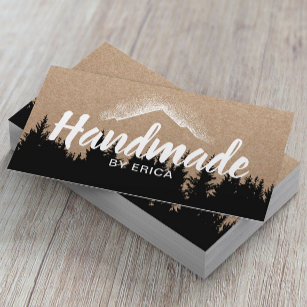 Handmade Products Mountain Logo Rustic Kraft Business Card