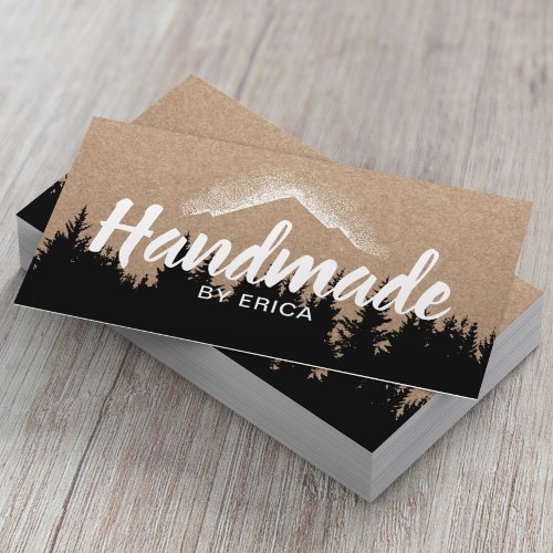 Handmade Products Mountain Logo Rustic Kraft Business Card