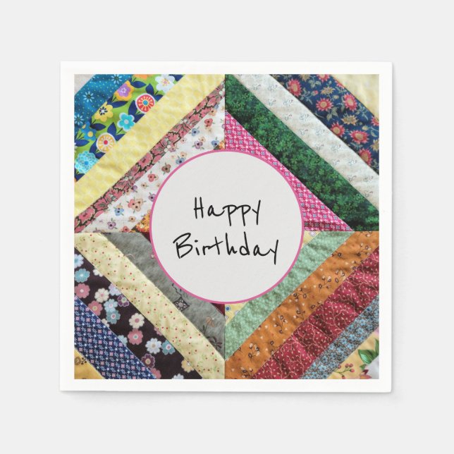 Handmade Quilt Pattern Birthday Napkins (Front)