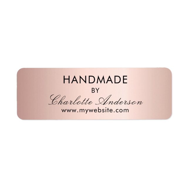 Handmade rose  gold made by name label  (Front)
