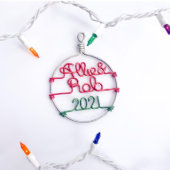 Handmade Round Couples Holiday Christmas Ornament (Front)