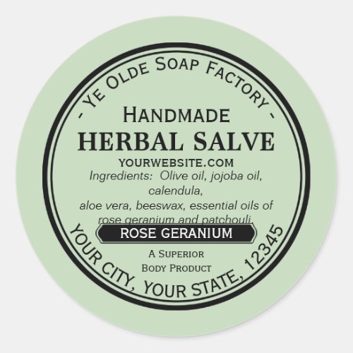Handmade Round Salve Lotion Labels Old Fashioned