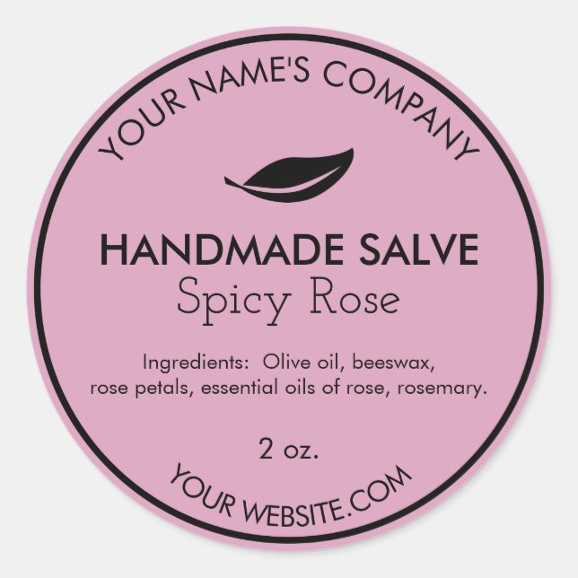 Handmade Round Salve or Body Butter Labels Modern (Front)