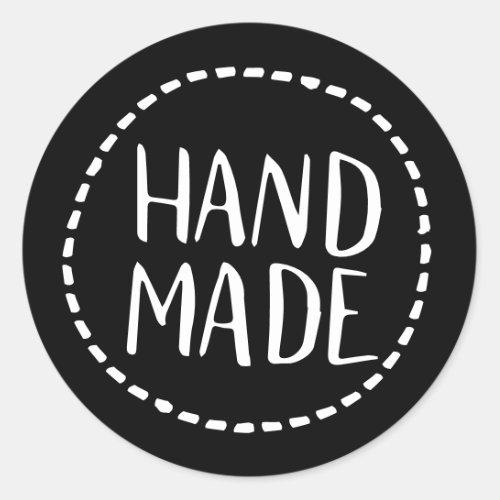 Handmade rustic black and white hand drawn font classic round sticker