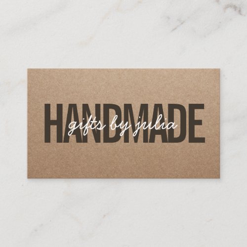 Handmade rustic brown kraft vintage white script business card