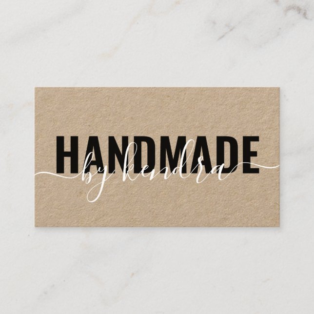 Handmade Rustic Elegant Kraft Business Card (Front)