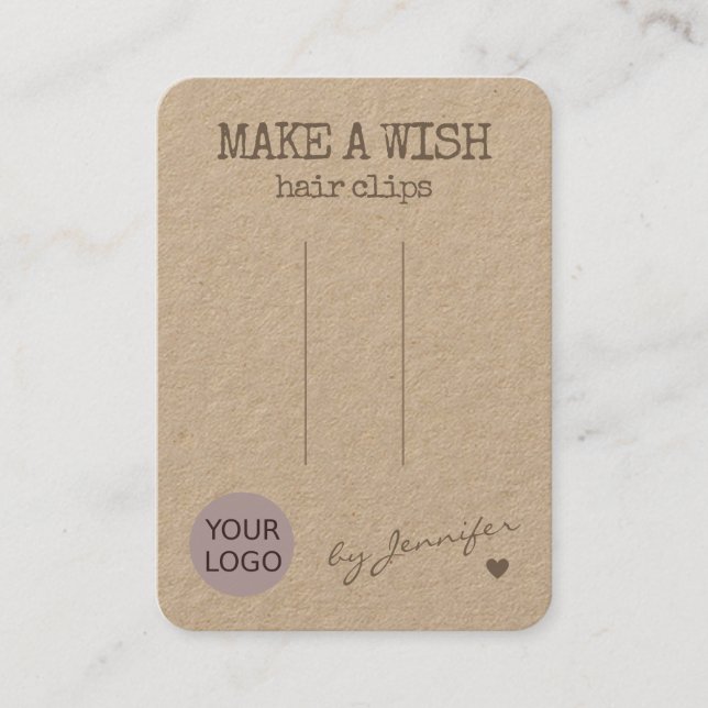 Handmade Rustic Natural Paper Hair Clips Holder Business Card (Front)