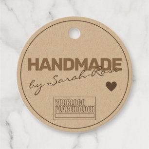 Handmade Rustic Natural Paper Simple Logo Template Favor Tags