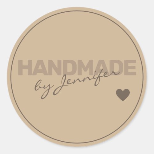 Handmade Rustic Natural Paper Simple Style Heart Classic Round Sticker