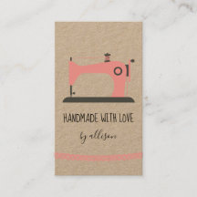 Handmade Sewing Business Pink Garment Info Cute