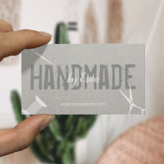 Handmade Sewing Crafts Elegant Silver Linen Business Card at Zazzle