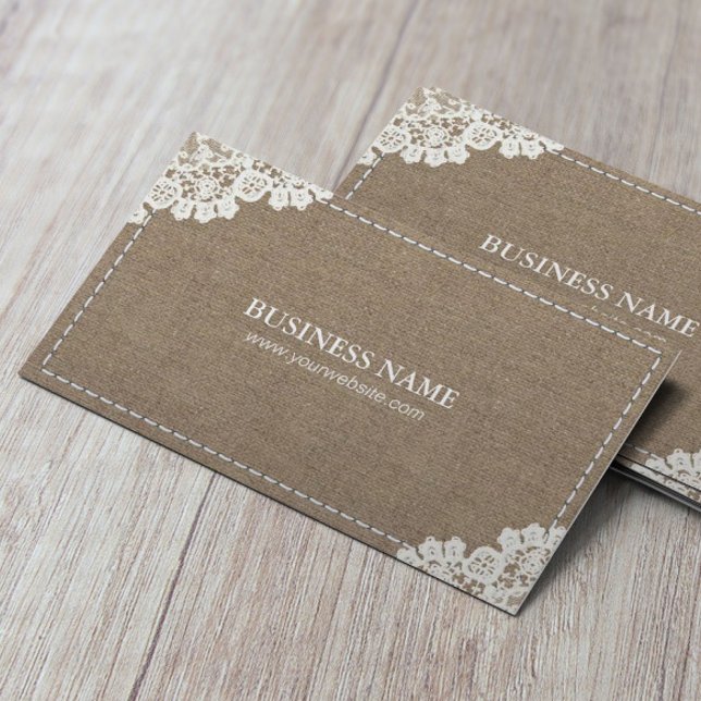 Handmade Sewing DIY Craft Rustic Lace & Burlap Business Card (Creator Uploaded)