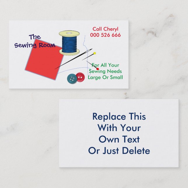 Handmade Sewing Repairs Dressmaker Business Card (Front/Back)
