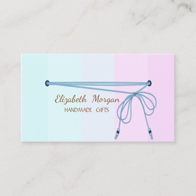 Handmade Simple Rustic ,Colorful Striped Business Card (Front)