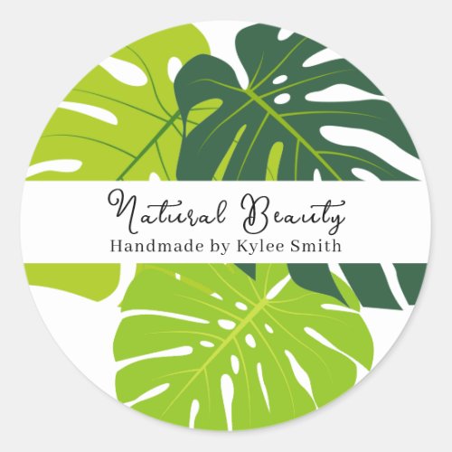 Handmade small business sticker Monstera green 