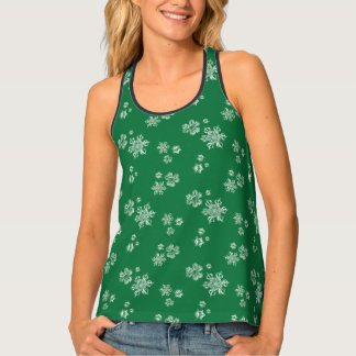 Handmade Snowflake Flurries - Bright Green & White Tank Top
