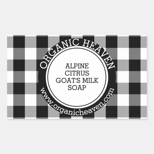 Handmade Soap B&W Lumberjack Plaid Product Label (Front)