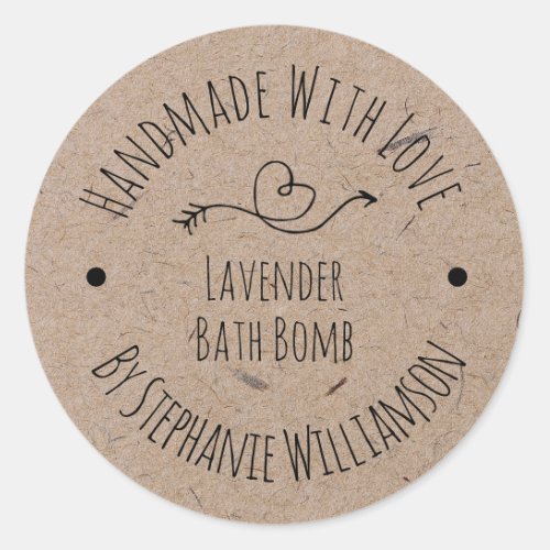 Handmade Soap Bath Bomb  Kraft Paper Classic Round Sticker
