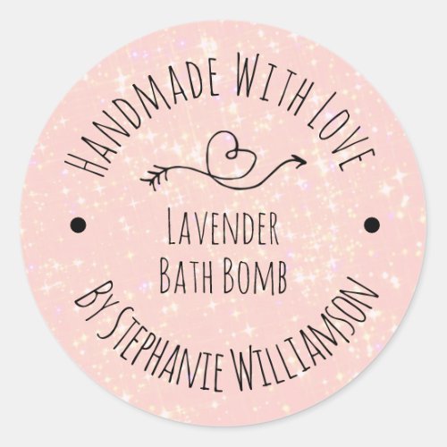 Handmade Soap Bath Bomb  Pink Glitter Classic Round Sticker