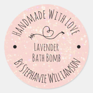 Handmade Soap Bath Bomb Pink Glitter Classic Round Sticker