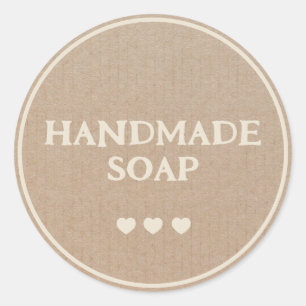 Handmade Soap Brown Kraft Paper Retro Boho Classic Round Sticker