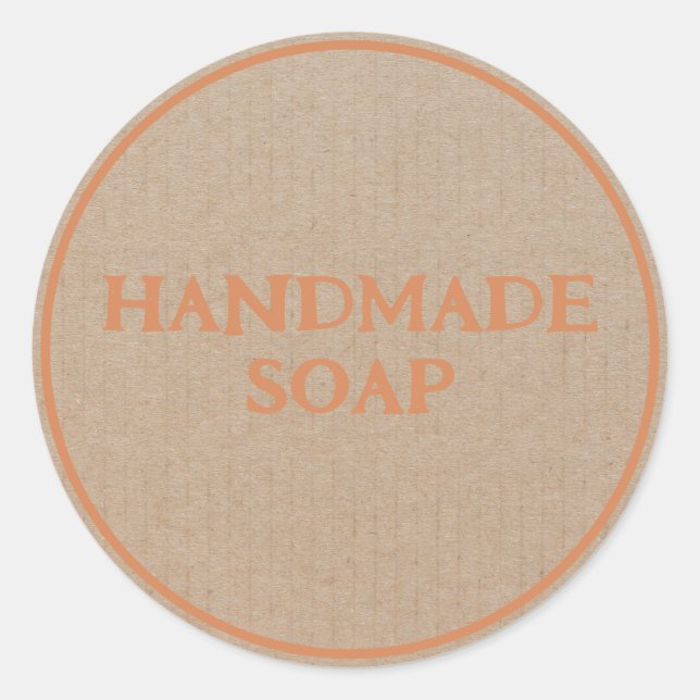Handmade Soap Brown Kraft Paper Retro Boho Classic Round Sticker (Front)