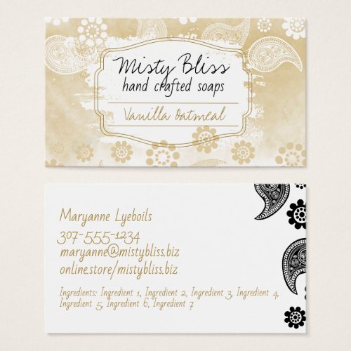 Handmade soap gold vanilla oatmeal business card