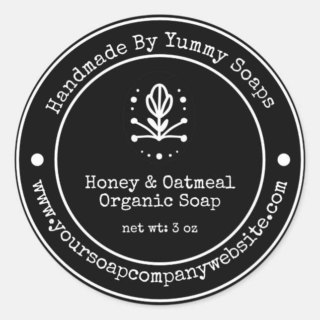Handmade Soap Label Black & White (Front)