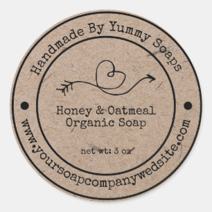 Handmade Soap Label Faux Kraft Paper Doodle Heart